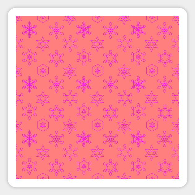 Assorted Snowflakes Magenta on Deep Blush Pink Repeat 5748 Sticker by ArtticArlo